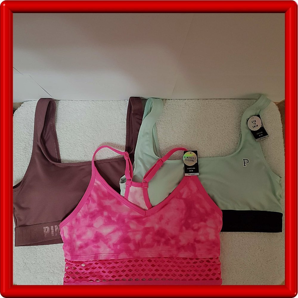 PINK Victoria's Secret Ultimate Unlined Sports Bra - Size M - 3 Pcs.